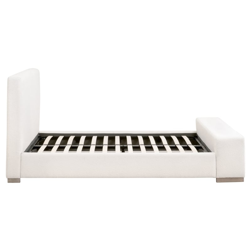 Pemberly Row Boucle Upholstered Oak Standard King Bed in White
