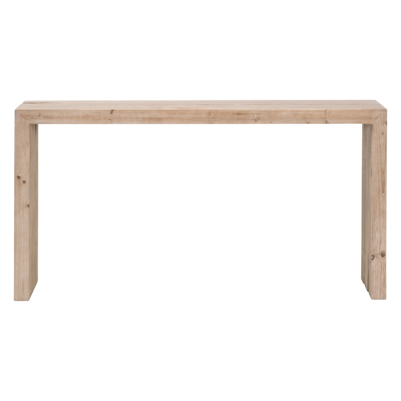 Pemberly Row Reclaimed Pine Console Table With Faux Splits in Gray