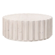Pemberly Row Round Reclaimed Pine Fluted Plinth Coffee Table in White
