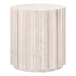 Pemberly Row Round Reclaimed Pine Fluted Plinth End Table in White