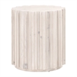 Pemberly Row Round Reclaimed Pine Fluted Plinth End Table in White