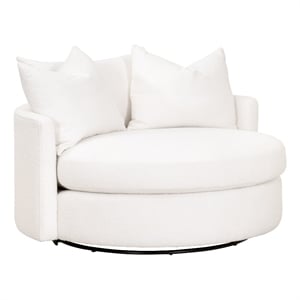 Pemberly Row 360-Degree Boucle Swivel Sofa Chair in Snow White