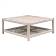 Pemberly Row Square Teak Rope Shelf Outdoor Coffee Table in Taupe