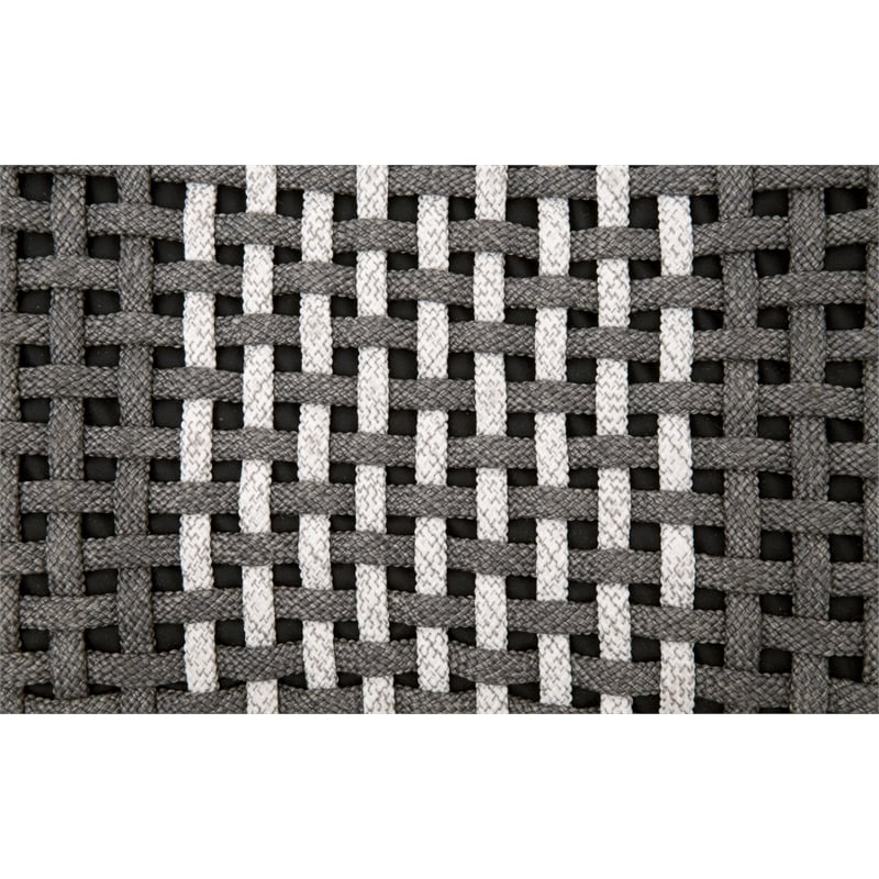 Pemberly Row Teak Rope Weave Indoor Outdoor Accent Cube in Dove