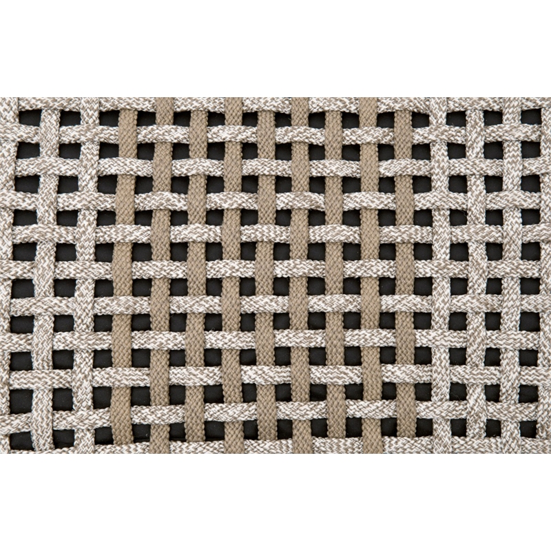 Pemberly Row Teak Rope Weave Indoor Outdoor Accent Cube in Taupe