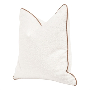 Pemberly Row Contemporary 22 x 22&quot Boucle Down Pillow With Leather Trim