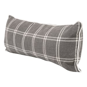 Pemberly Row 13 x 34&quot Down Filled Plaid Lumbar Pillows in Gray