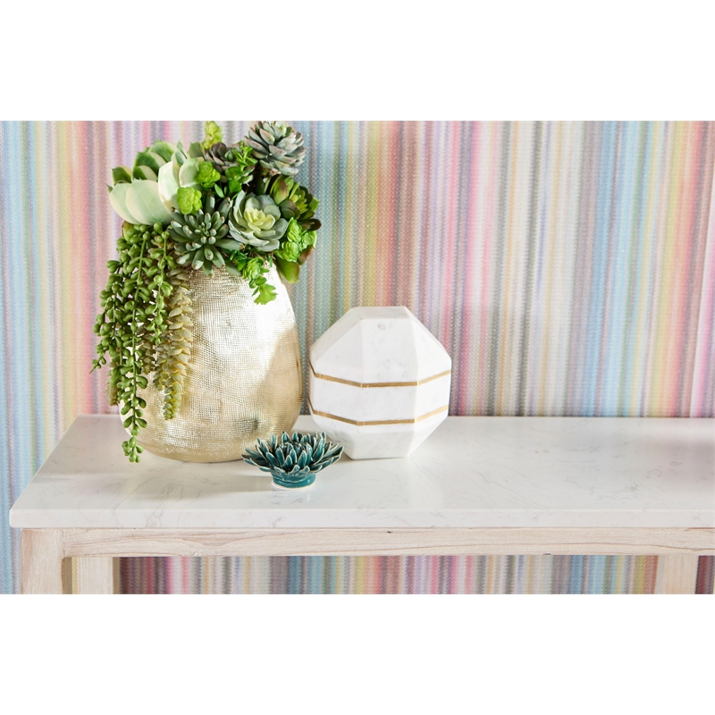 Pemberly Row Narrow Quartz Top Reclaimed Pine Console Table in White