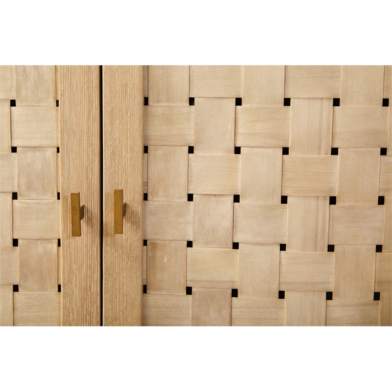 Pemberly Row Two-Tone Oak Basket Door Media Sideboard in Gray