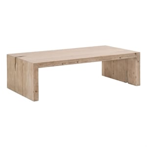 Pemberly Row Reclaimed Pine Rectangle Coffee Table in Smoke Gray