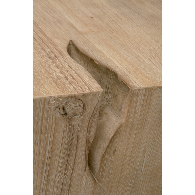 Pemberly Row Contemporary Compact Reclaimed Pine End Table in Smoke Gray