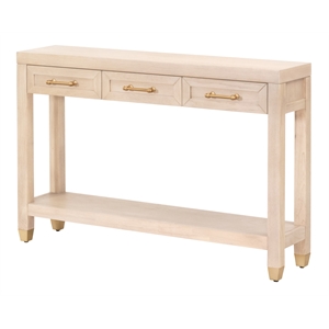 Pemberly Row Contemporary 3-Drawer Oak Console Table in Light Honey Oak
