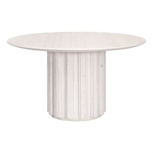 Pemberly Row 54&quot Round Reclaimed Pine Pedestal Table in White