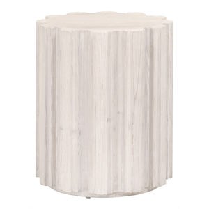 Pemberly Row 17&quot Round Reclaimed Pine Accent Table in White Wash