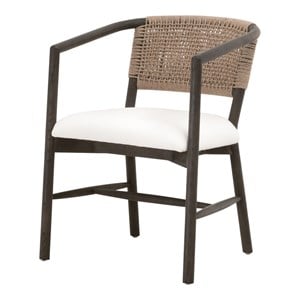 Pemberly Row Contemporary 22&quot Jute Twine Back Oak Accent Chair in Brown