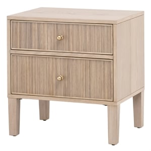 Pemberly Row Contemporary 23&quot Fluted Oak 2-Drawer Nightstand in Natural