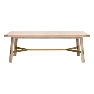 Pemberly Row 90.25&quot Oak Gold Bracket Dining Table in Light Honey