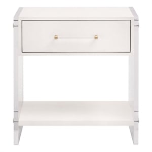 Pemberly Row Contemporary 25&quot Faux Shagreen Acrylic 1-Drawer Nightstand