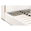 Pemberly Row Upholstered Oak Wing Shelter Queen Bed in Pearl