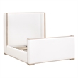 Pemberly Row Upholstered Oak Wing Shelter Queen Bed in Pearl