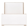Pemberly Row Upholstered Oak Wing Shelter Queen Bed in Pearl