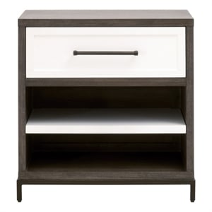 Pemberly Row 27.5&quot Acacia Veneer 1-Drawer Nightstand in Brown