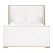 Pemberly Row Upholstered Oak Wing Shelter Cal King Bed in Pearl