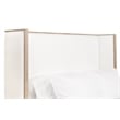 Pemberly Row Upholstered Oak Wing Shelter Cal King Bed in Pearl