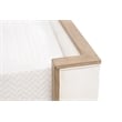Pemberly Row Upholstered Oak Wing Shelter Cal King Bed in Pearl