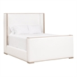 Pemberly Row Upholstered Oak Wing Shelter Cal King Bed in Pearl