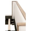 Pemberly Row Contemporary Upholstered Oak Wing Shelter King Bed in Pearl