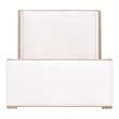 Pemberly Row Contemporary Upholstered Oak Wing Shelter King Bed in Pearl