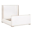 Pemberly Row Contemporary Upholstered Oak Wing Shelter King Bed in Pearl