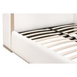 Pemberly Row Contemporary Upholstered Oak Wing Shelter King Bed in Pearl