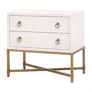 Pemberly Row 32&quot Faux Shagreen Gold X-Base 2-Drawer Nightstand