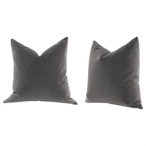 Pemberly Row 26&quot Down-Filled Velvet Euro Pillow in Dark Dove Gray