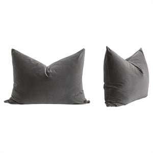Pemberly Row 34&quot Down-Filled Velvet Dutch Pillow in Dark Dove Gray