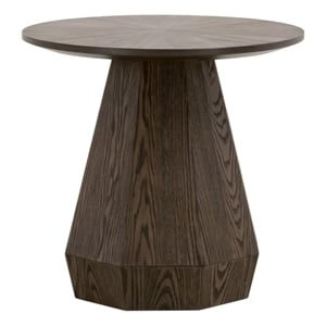 Pemberly Row Contemporary 24&quot Ash Starburst Pedestal End Table in Brown