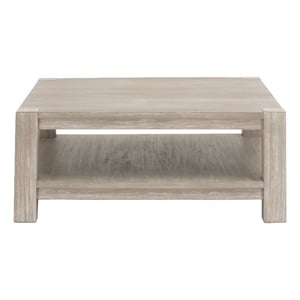 Pemberly Row 42&quot Square Acacia Veneer Coffee Table in Natural Gray