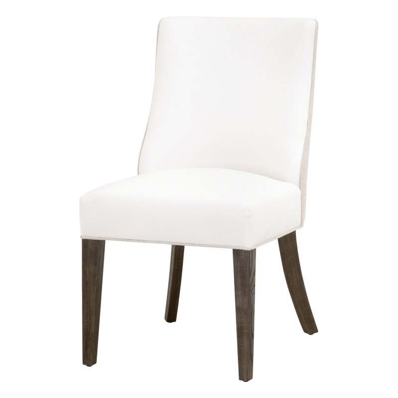 Pemberly Row Two-Tone Burnt Brown Ash Dining Chair in Pearl (Set of 2)