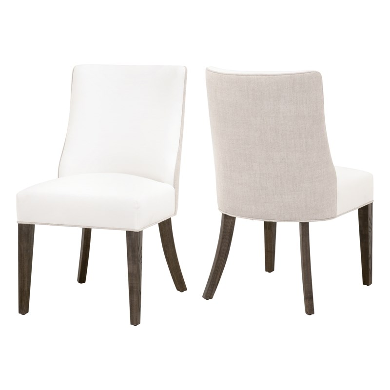 Pemberly Row Two-Tone Burnt Brown Ash Dining Chair in Pearl (Set of 2)