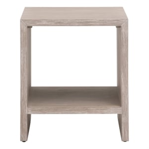 Pemberly Row 20&quot Acacia Wood Waterfall Dovetail End Table in Gray