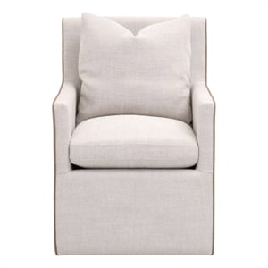 Pemberly Row 24&quot Two-Tone Arm Chair With Casters in Beige and Brown