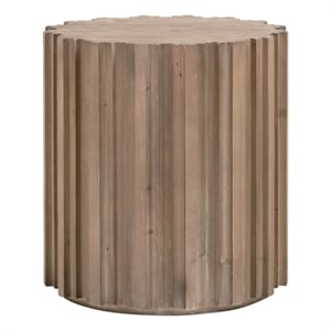 Pemberly Row 22&quot Reclaimed Pine Round Fluted End Table in Gray