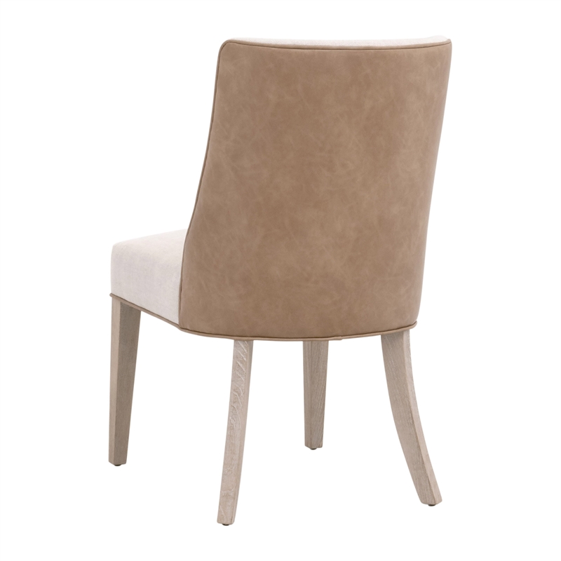 Pemberly Row Two-Tone Ash Wood Dining Chair in Beige/Brown (Set of 2)