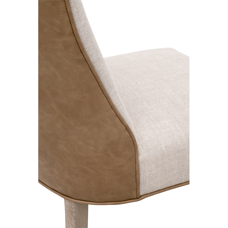 Pemberly Row Two-Tone Ash Wood Dining Chair in Beige/Brown (Set of 2)