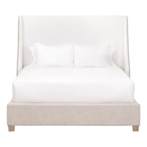 Pemberly Row Contemporary 71&quot Two-Tone Arched Wing Upholstered Queen Bed