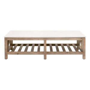 Pemberly Row Quartz Top Coffee Table 63&quot x 35.5&quot in Natural Beige