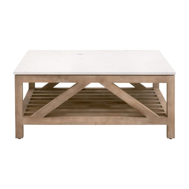 Pemberly Row Square Quartz Top Coffee Table 42