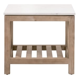 Pemberly Row Quartz Top End Table 24.75&quot x 24.75&quot in Natural Beige